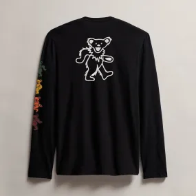 Men's Grateful Dead Dancing Bear Long Sleeve Tee - Black/White