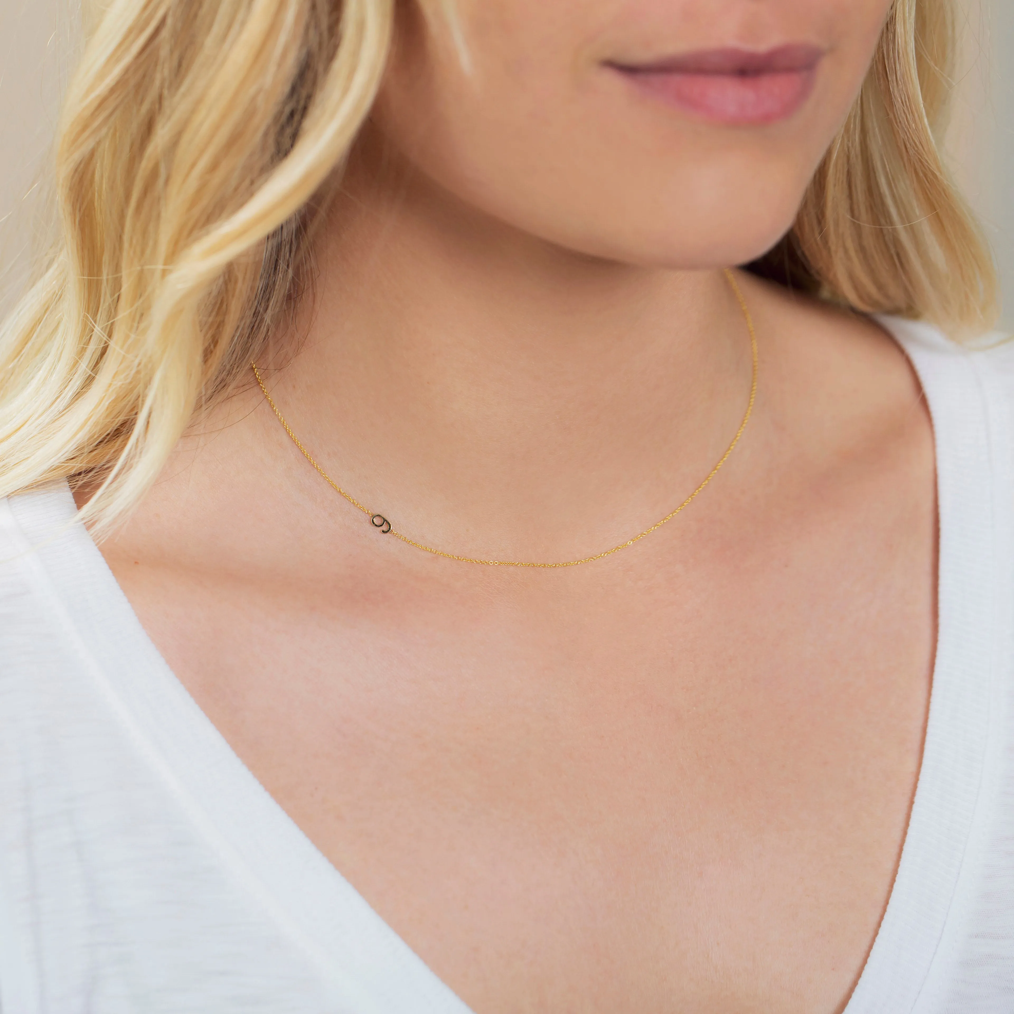 14K GOLD ASYMMETRICAL NUMBER NECKLACE - 9