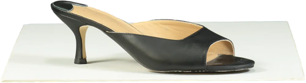 Age of Innocence Black Leather Felicity Mules 5cm UK 7