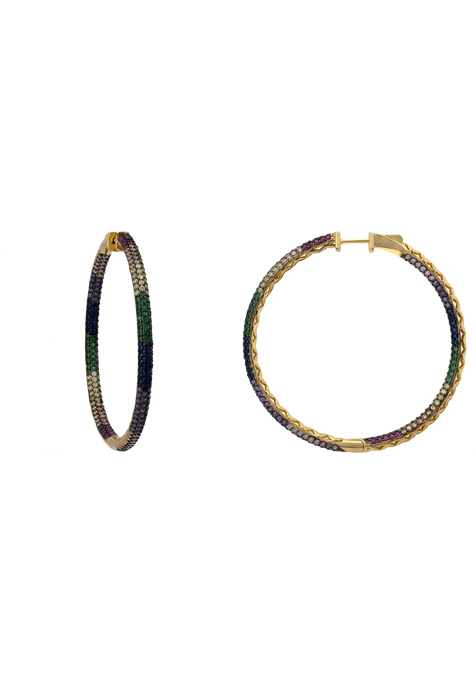 Astoria Hoop Earrings Rainbow Gold