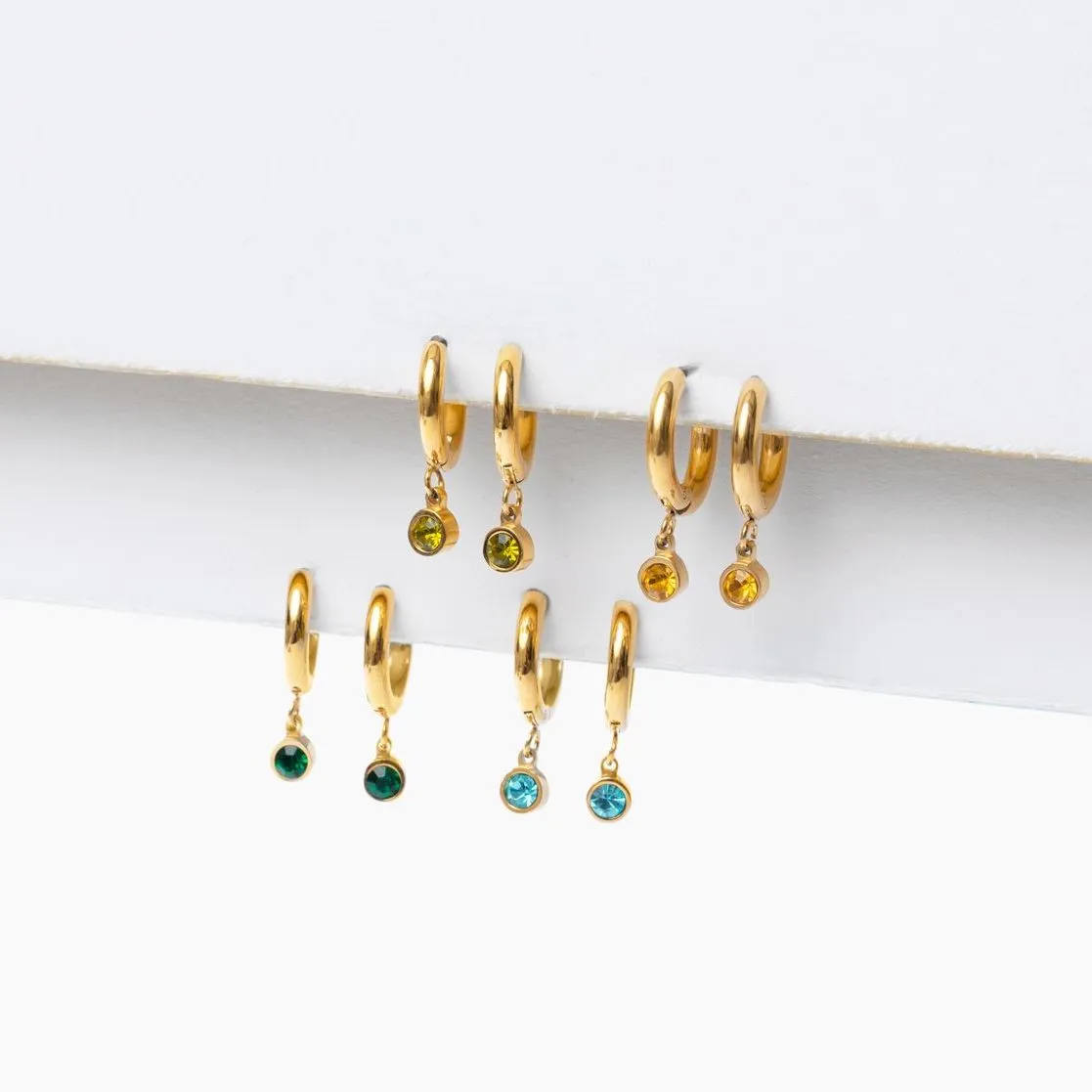 Birthstone Charm Hoop Earrings