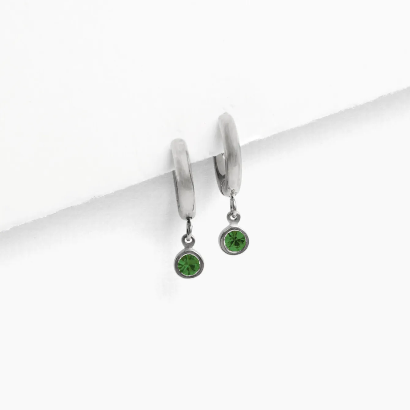 Birthstone Charm Hoop Earrings