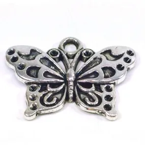 Butterfly Charms, Antique Silver Metal Pendants, 19x24mm, Lot Size 18, #1033 BY