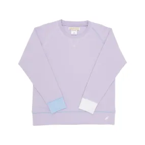 Cassidy Comfy Crewneck - Lauderdale Lavender with Worth Avenue White and Beale Street Blue