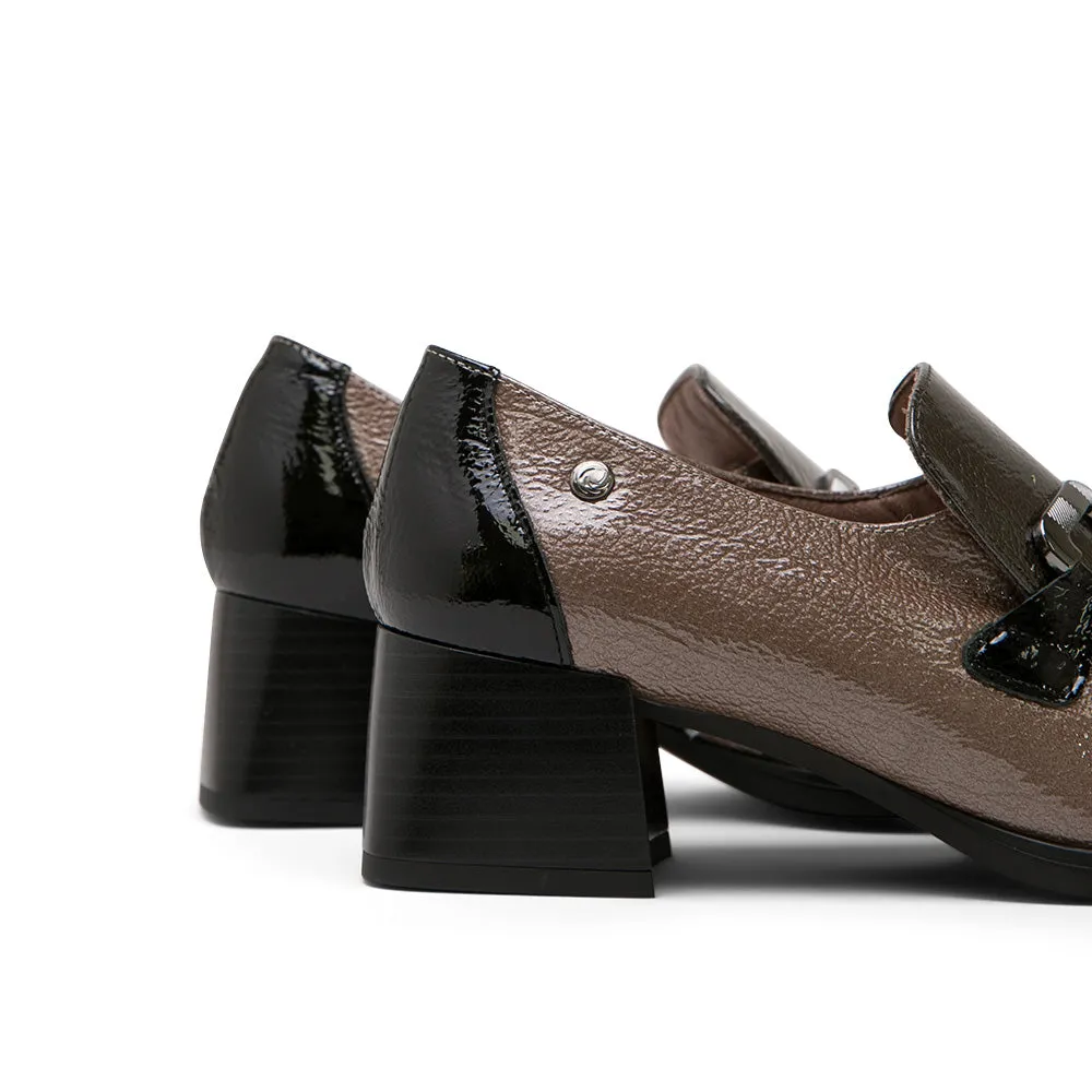 Colorblock Leather Low-Heel Loafers with Horsebit