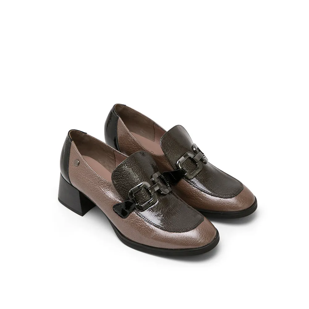 Colorblock Leather Low-Heel Loafers with Horsebit