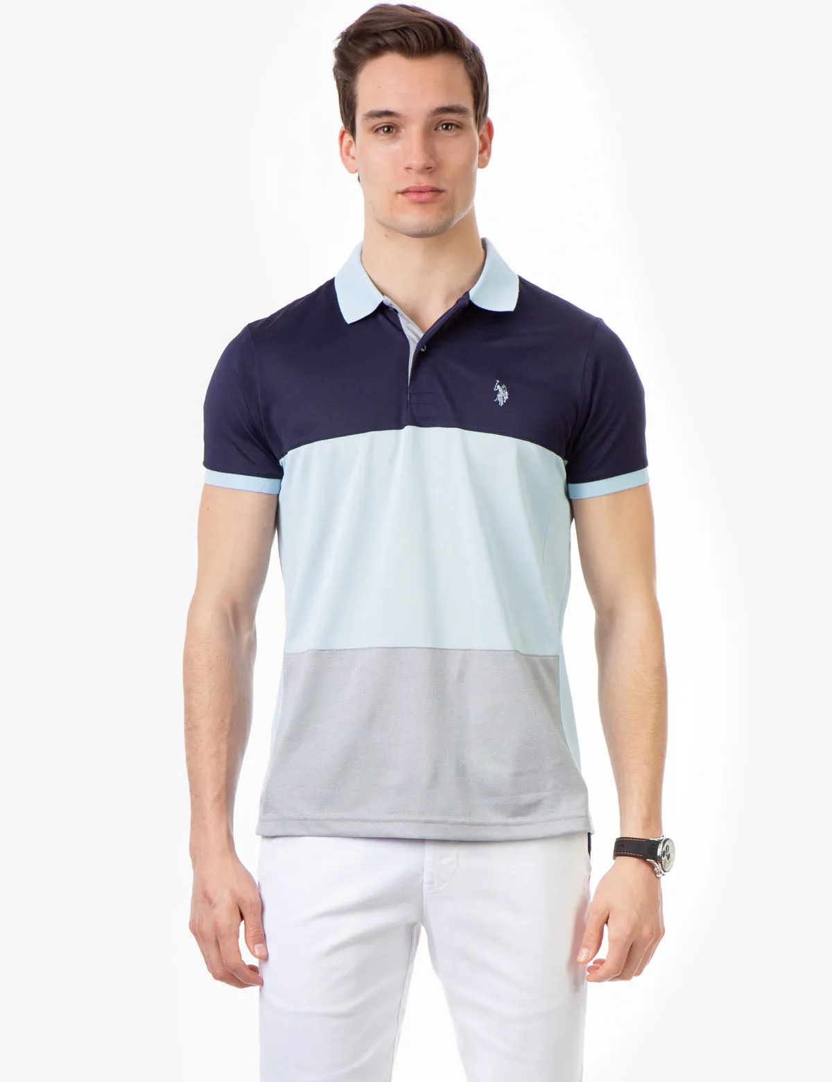 COLORBLOCK PIQUE GOLF SHIRT