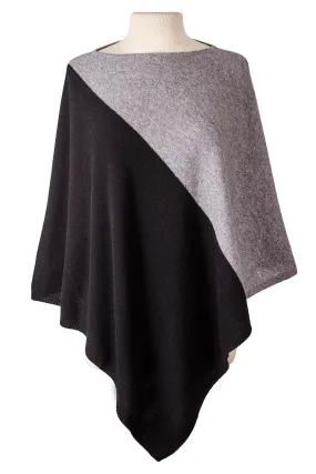 Colorblock Poncho - Oxford/Black