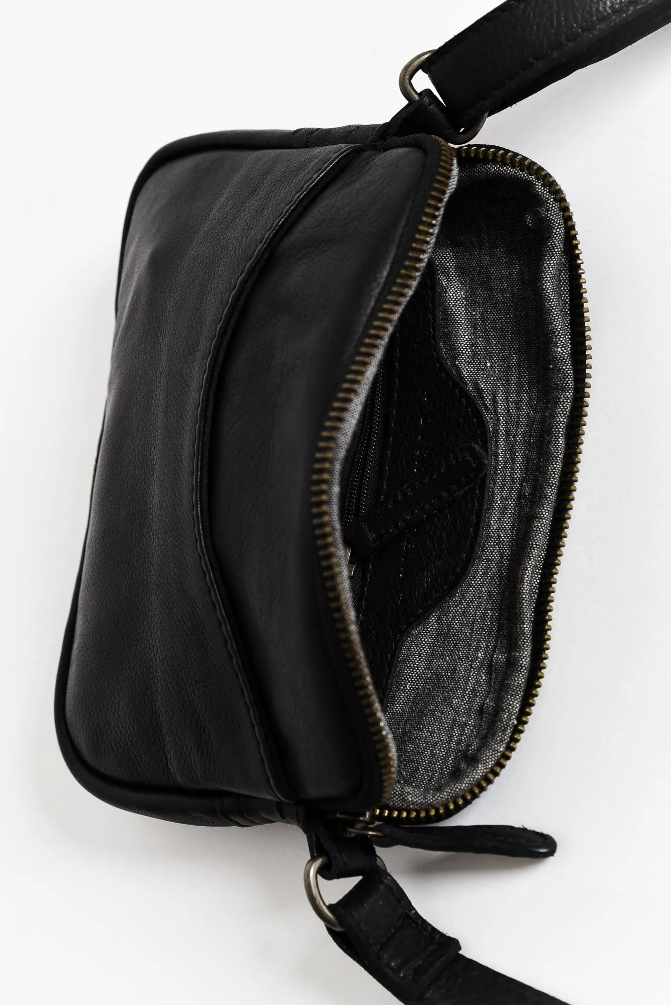 Emma Black Leather Crossbody Bag