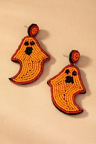 Flying Ghost Seed Bead Earrings