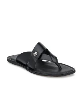 Hitz Men's Black Synthetic Open Toe Slippers