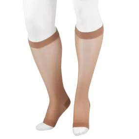 Juzo 2100 Naturally Sheer Open Toe Knee Highs - 15-20 mmHg