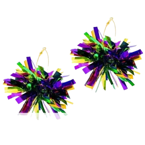 Mardi Gras Tinsel Ball Earrings