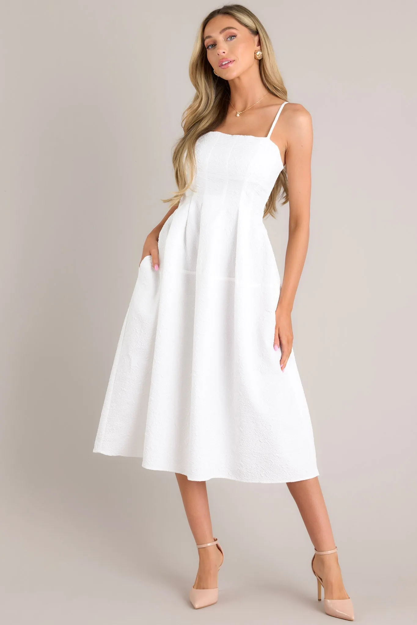 Midnight Melodies White Midi Dress