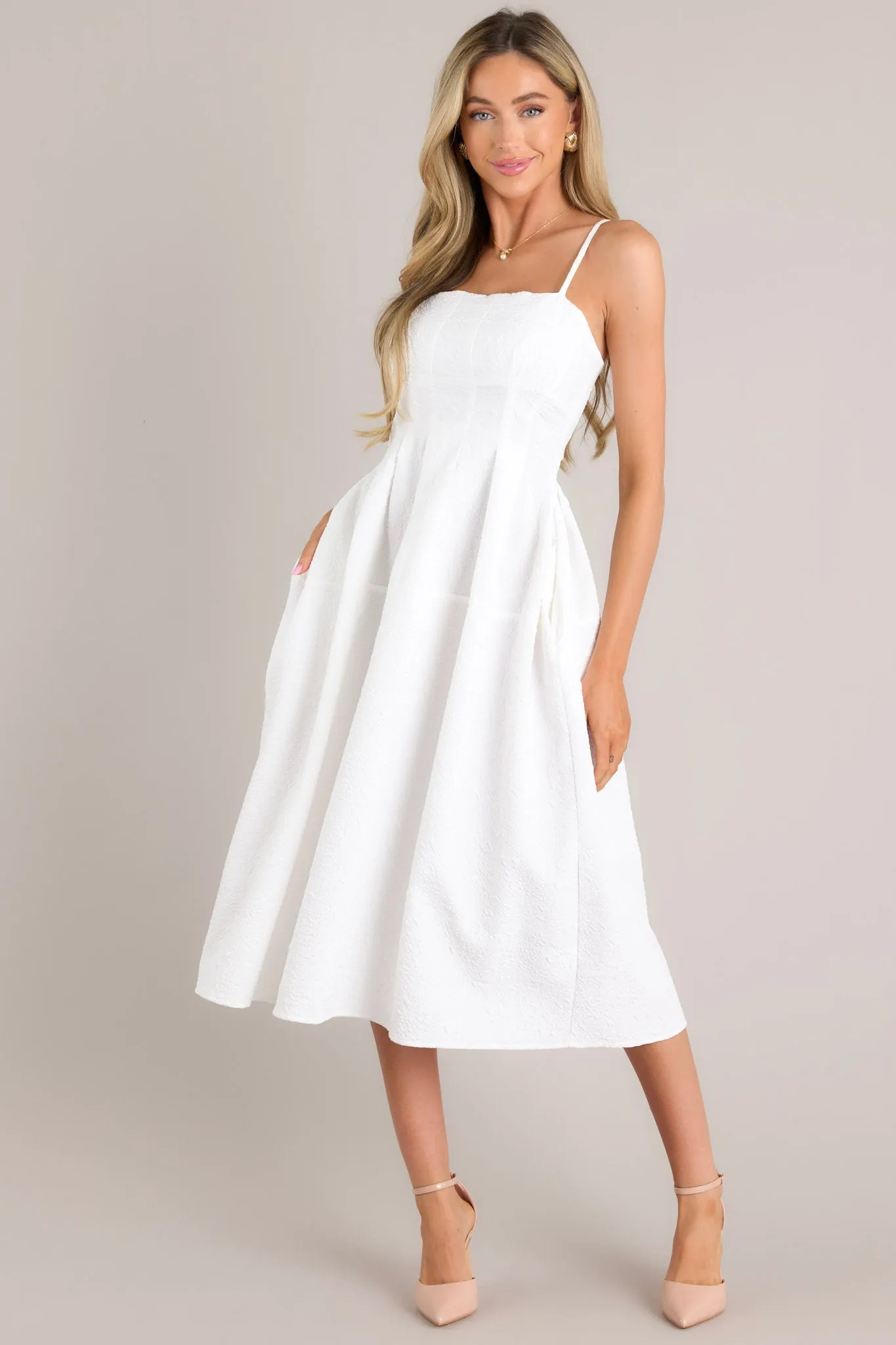 Midnight Melodies White Midi Dress