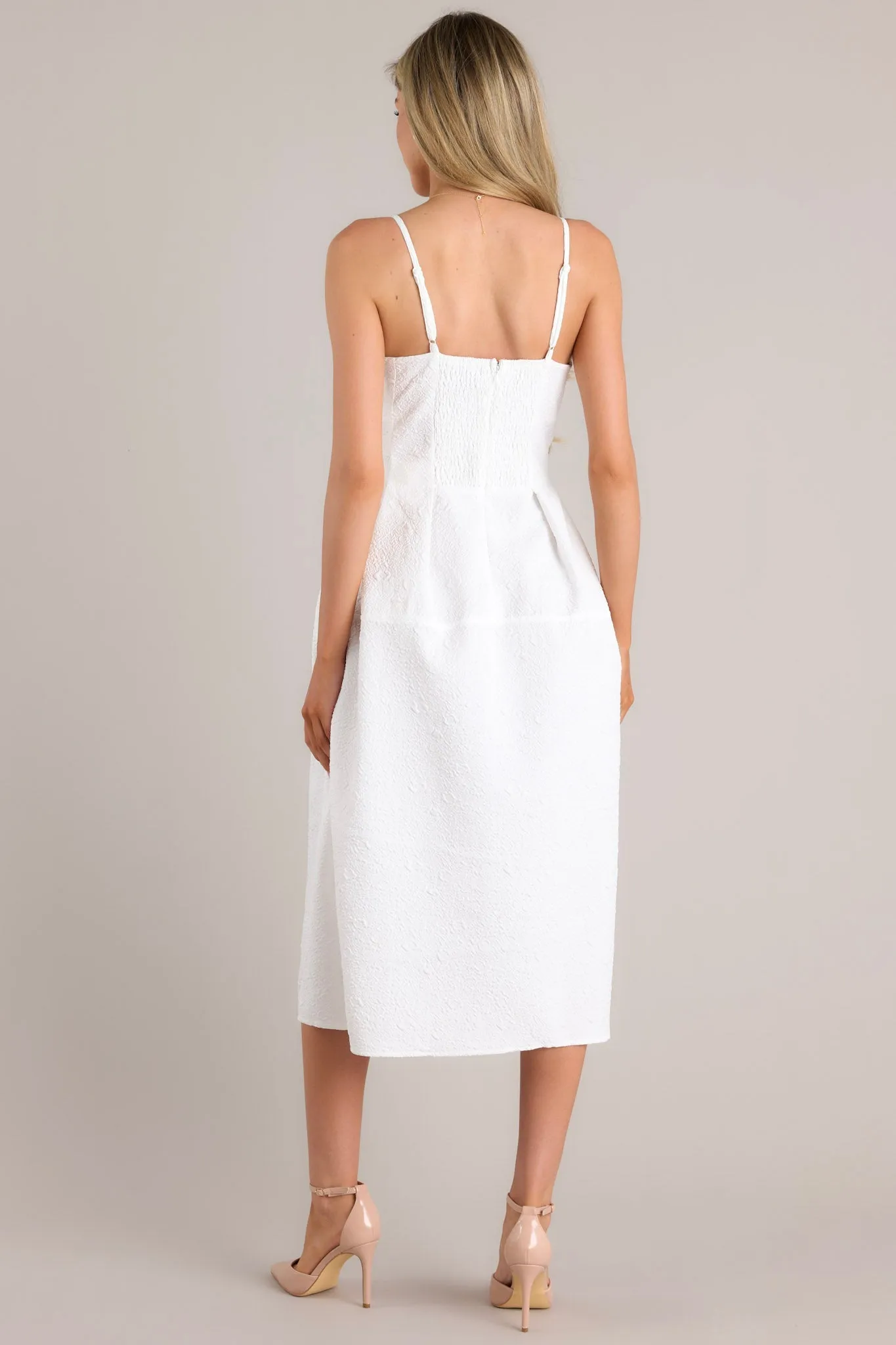 Midnight Melodies White Midi Dress