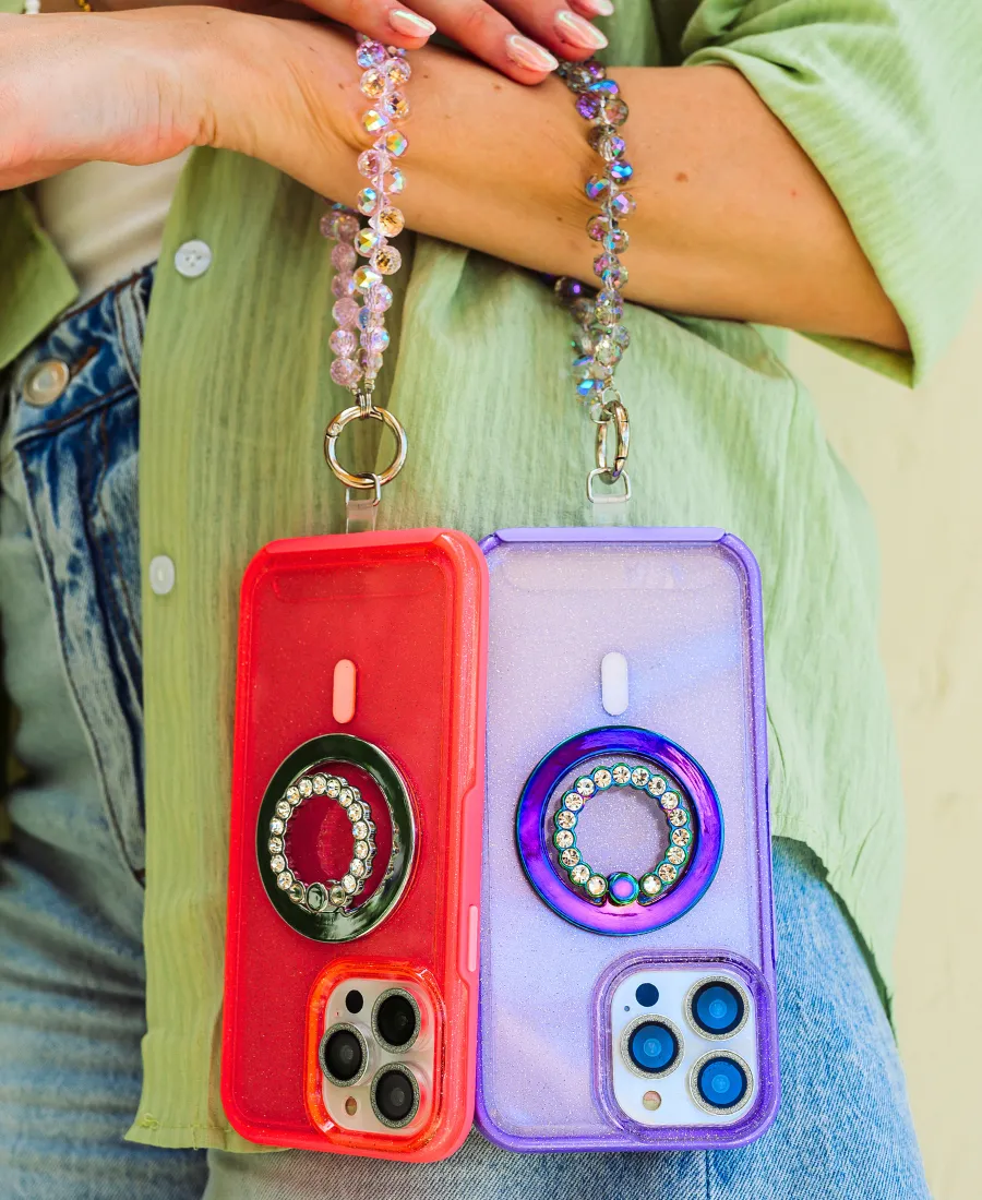 Pink Crystal Prism Phone Bracelet