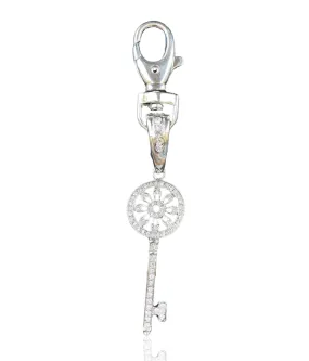 Silver Rhinestone Key Bag Charm