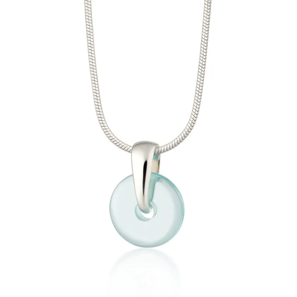 Silver Turquoise Spinning Disc Necklace