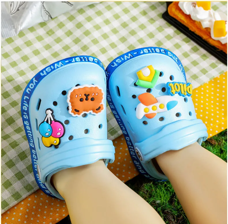 Summer Kids Sandals Children Hole Shoes Slippers Soft Anti-Skid Cartoon DIY Design Hole Baby Sandy Beach For Boys Girls