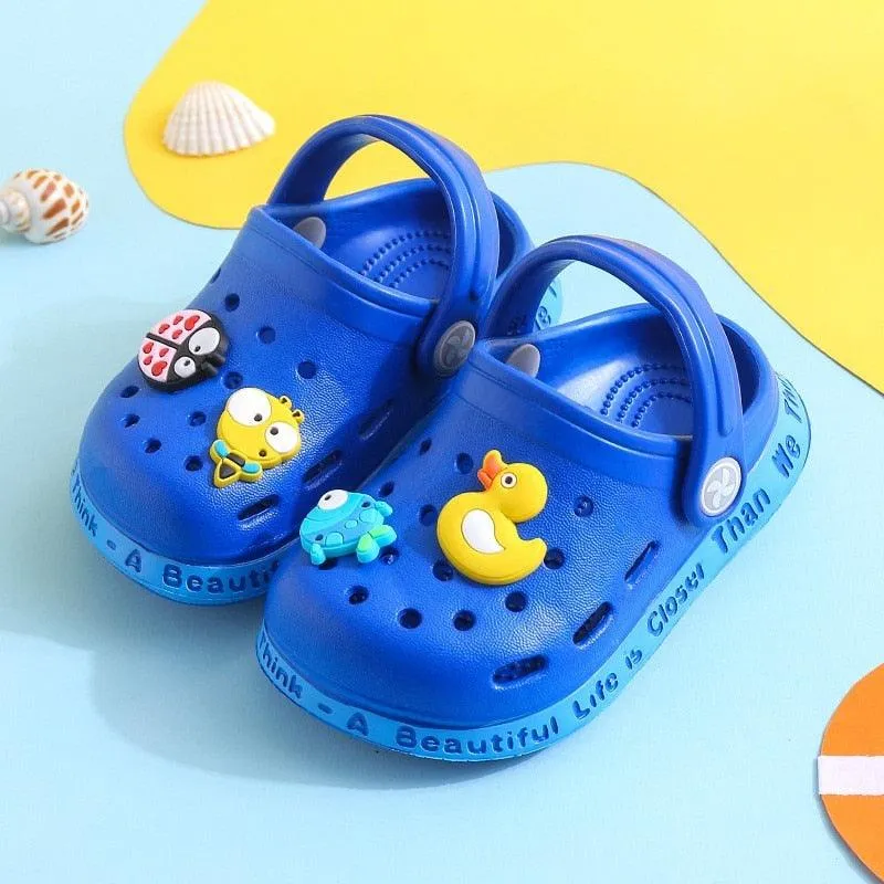 Summer Kids Sandals Children Hole Shoes Slippers Soft Anti-Skid Cartoon DIY Design Hole Baby Sandy Beach For Boys Girls