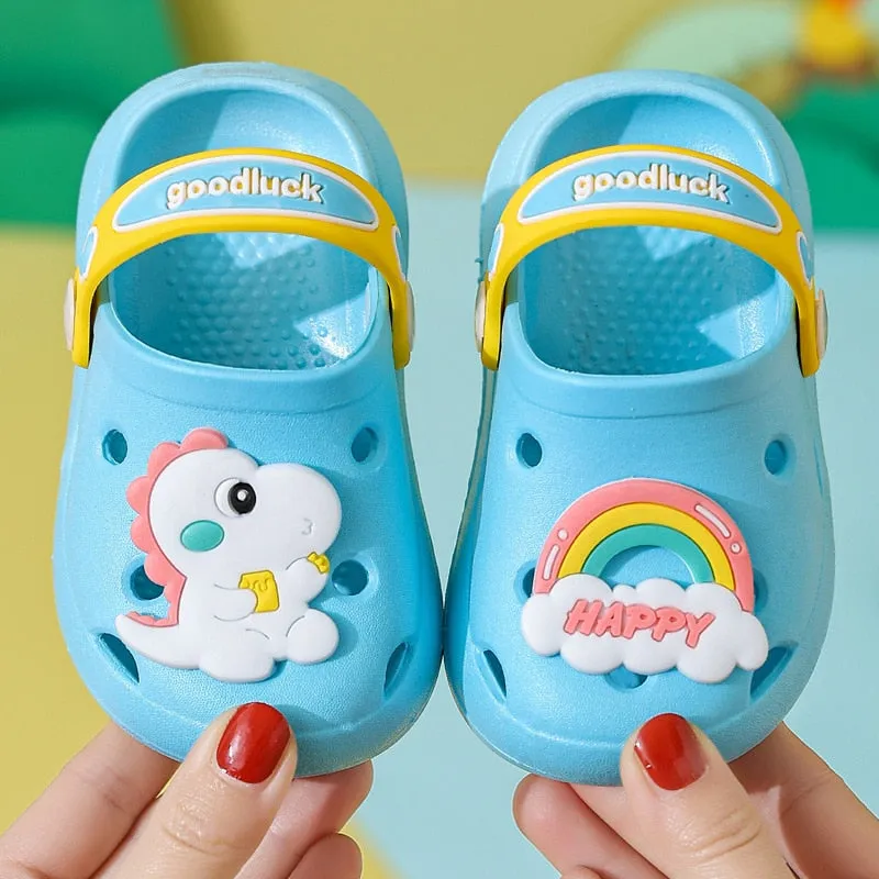 Summer Kids Sandals Children Hole Shoes Slippers Soft Anti-Skid Cartoon DIY Design Hole Baby Sandy Beach For Boys Girls