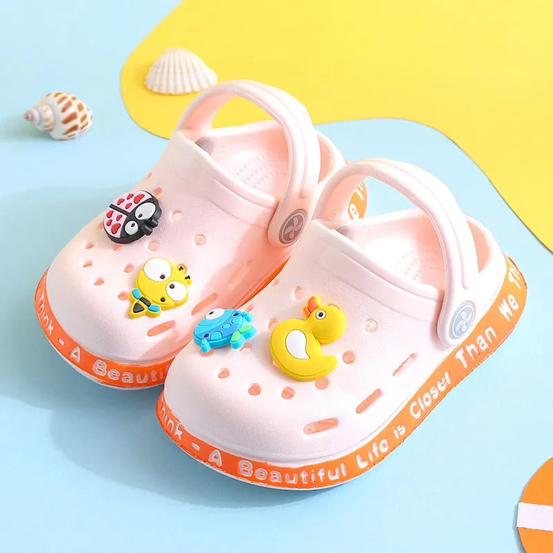 Summer Kids Sandals Children Hole Shoes Slippers Soft Anti-Skid Cartoon DIY Design Hole Baby Sandy Beach For Boys Girls