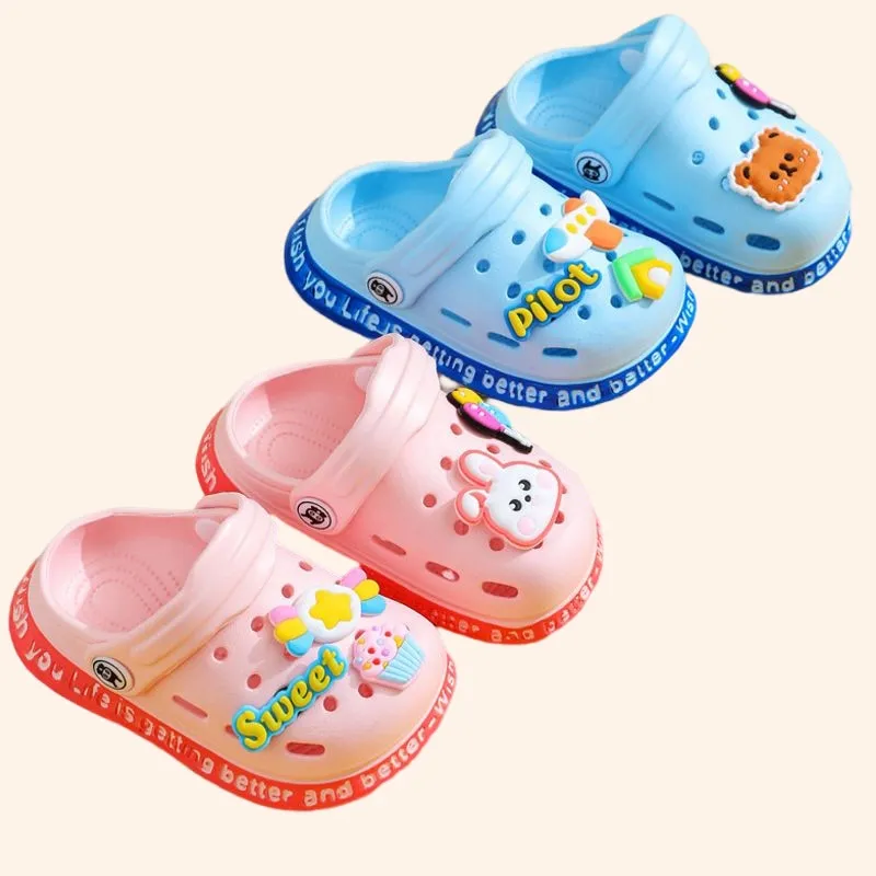 Summer Kids Sandals Children Hole Shoes Slippers Soft Anti-Skid Cartoon DIY Design Hole Baby Sandy Beach For Boys Girls