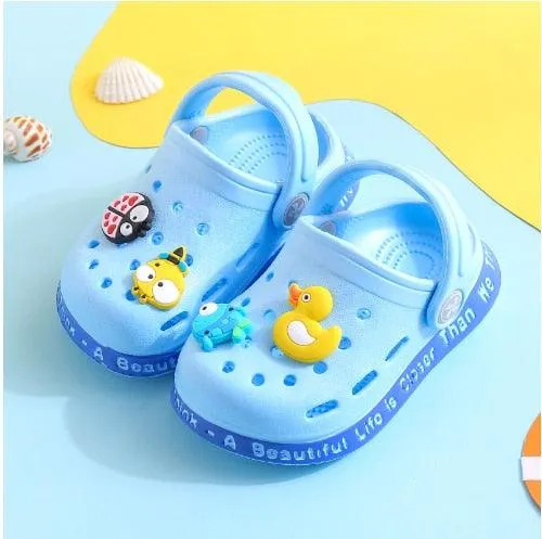 Summer Kids Sandals Children Hole Shoes Slippers Soft Anti-Skid Cartoon DIY Design Hole Baby Sandy Beach For Boys Girls