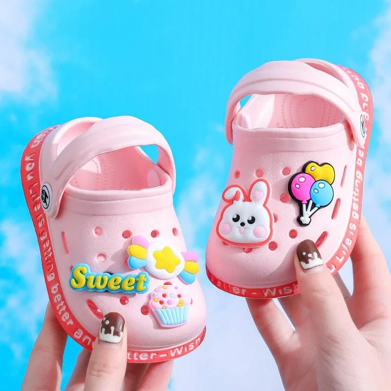 Summer Kids Sandals Children Hole Shoes Slippers Soft Anti-Skid Cartoon DIY Design Hole Baby Sandy Beach For Boys Girls