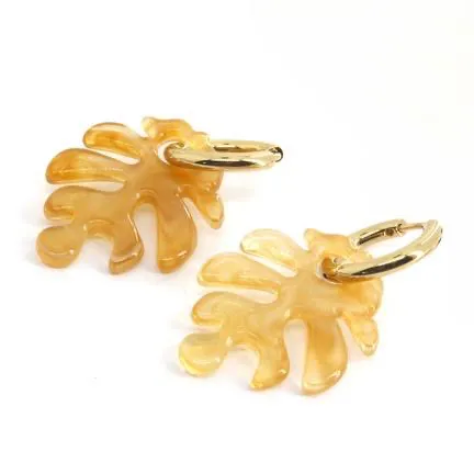 Tropical Palm Huggie Earrings