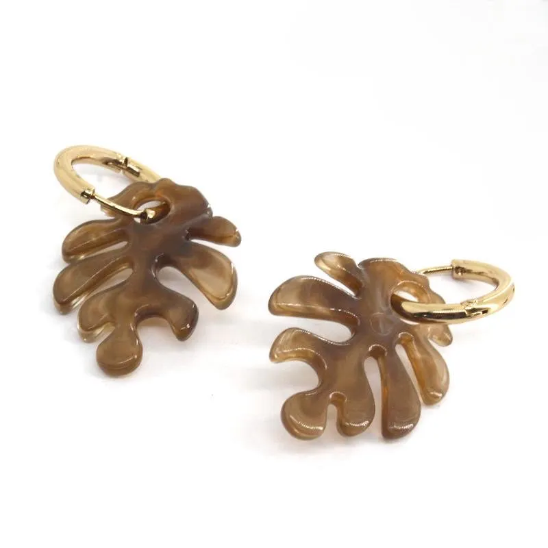 Tropical Palm Huggie Earrings