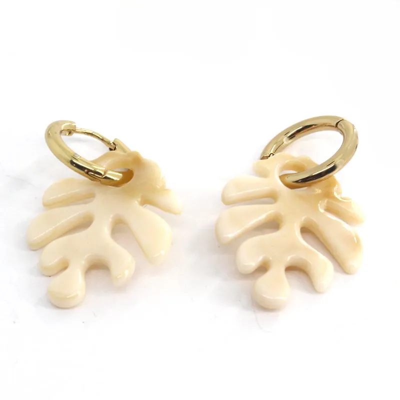 Tropical Palm Huggie Earrings